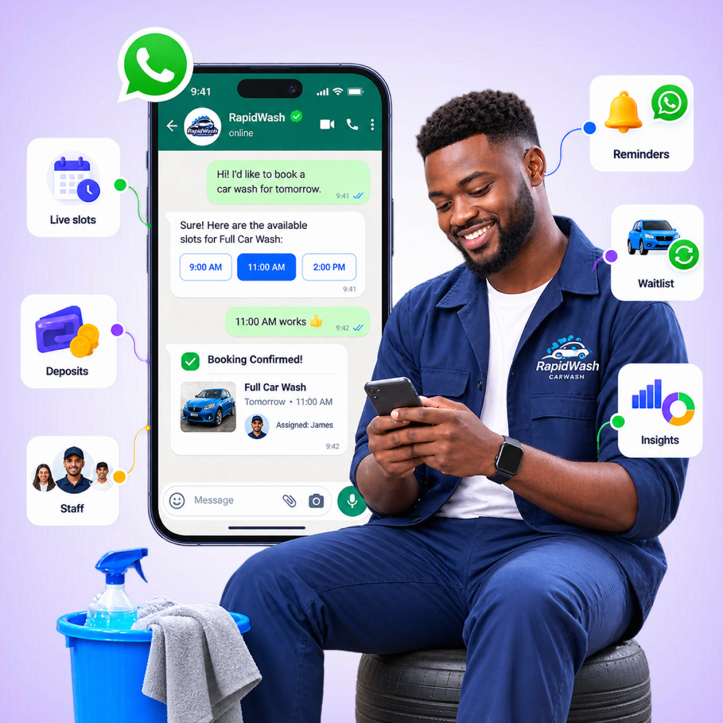 Nautix appointment booking capabilities: diary check, deposits, staff assignment, reminders