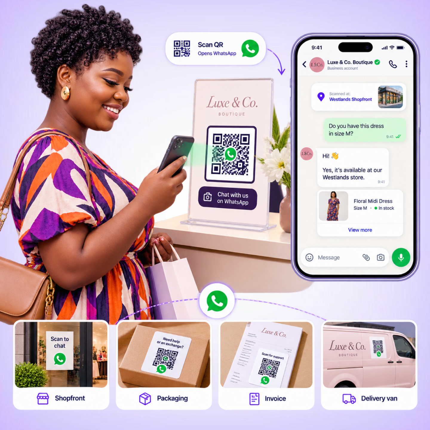 A WhatsApp QR code that turns any physical surface into an instantly answered, source-tracked conversation