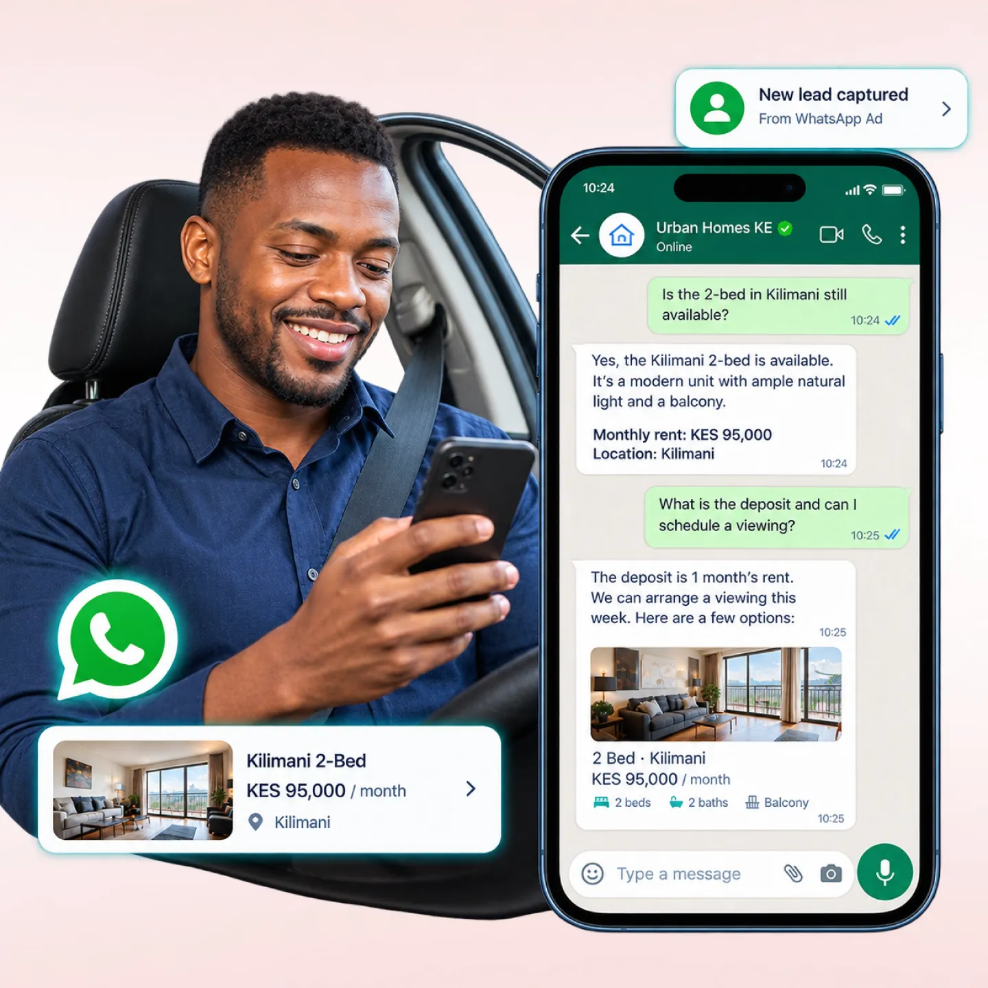 Nautix answering a listing enquiry and recommending matching properties