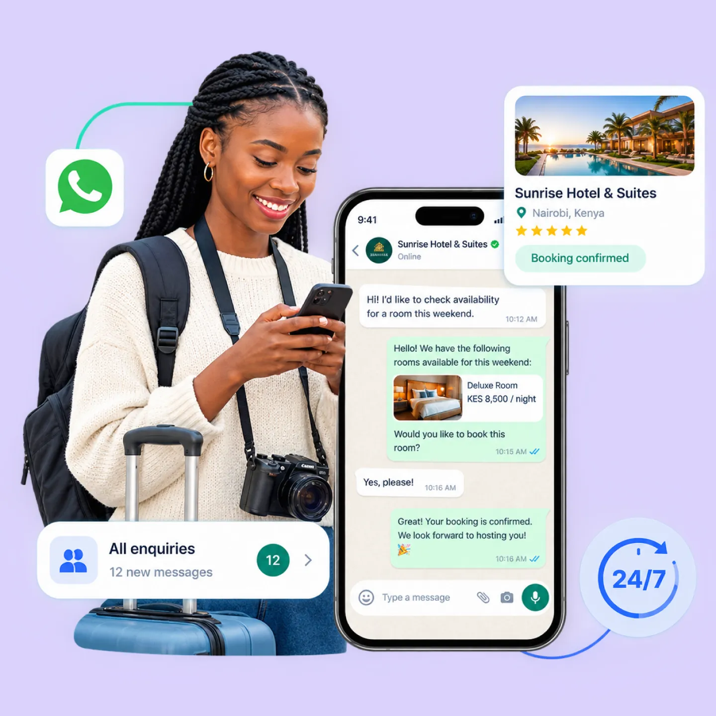 Nautix booking a trip from a WhatsApp enquiry at midnight